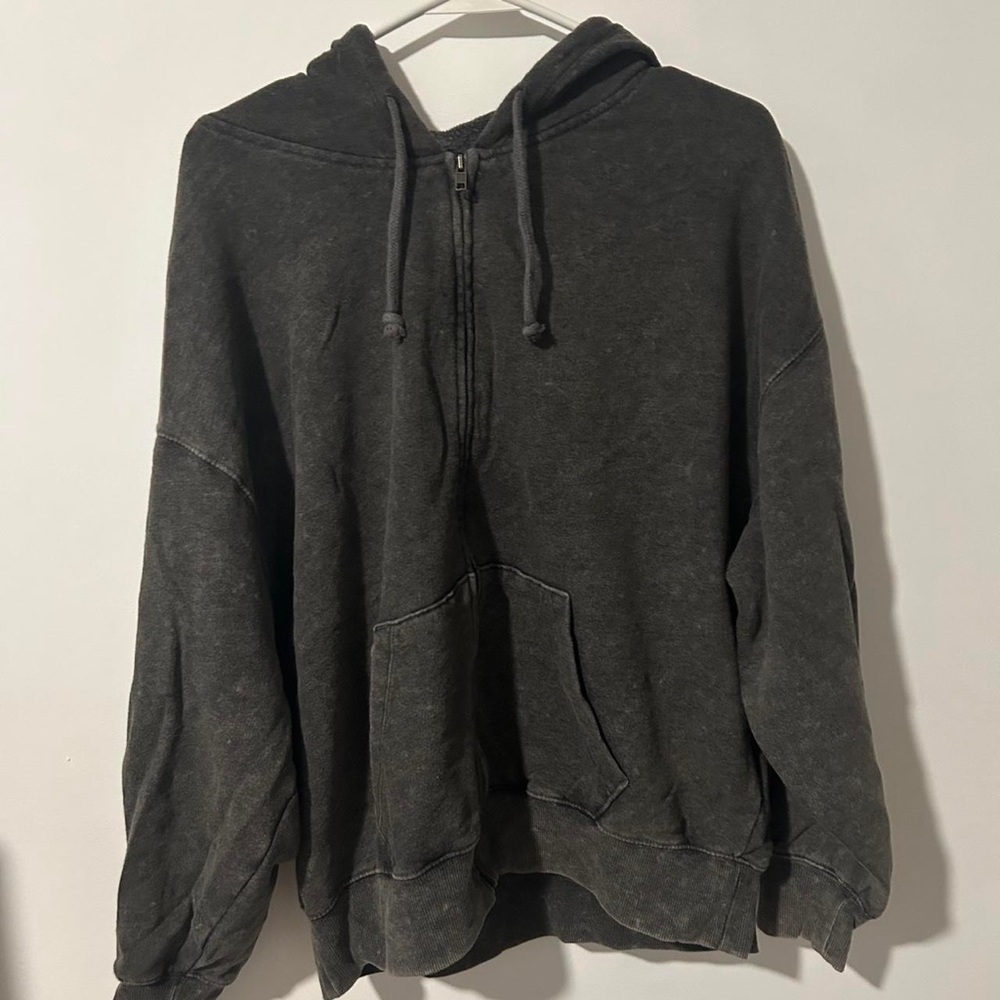 SO Washed Black Half-Zip Hoodie with Kangaroo Pocket